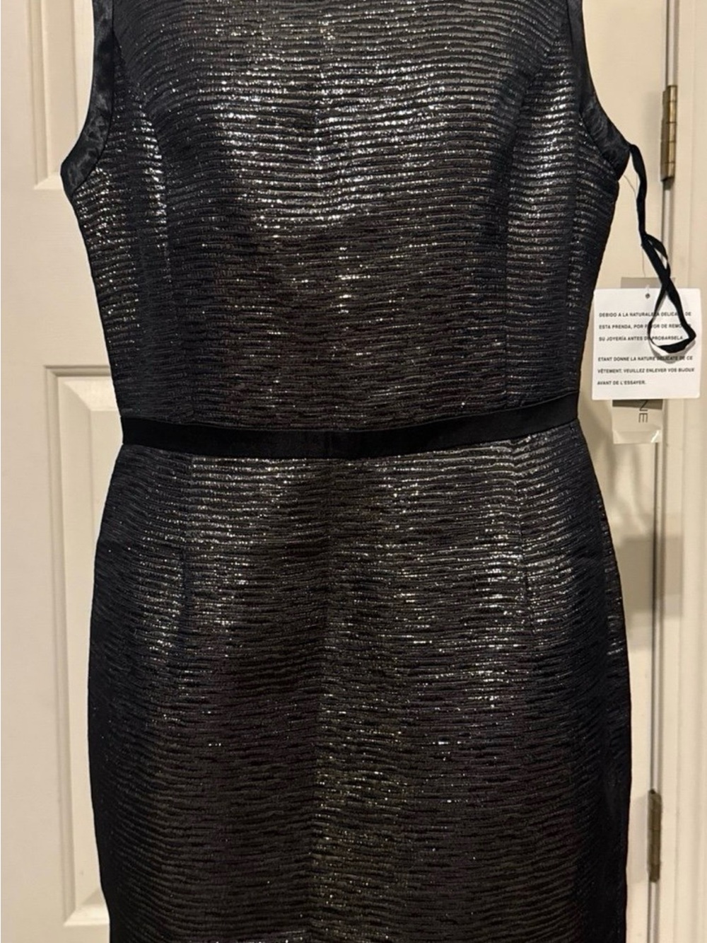 Evan Picone Metallic Sheen Sleeveless Cocktail Dress - Black